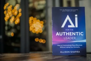 Cover of ‘AI for the Authentic Leader’ by Allison Shapira, highlighting the intersection of authenticity, AI, and leadership alignment.