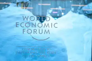 World Economic Forum logo in snowy Davos, where Allison Shapira joined conversations on human-centered leadership and the responsible use of AI.