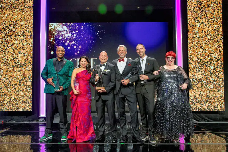 Allison Shapira with other recipients on stage holding awards after being inducted into the National Speakers Association's CPAE Speaker Hall of Fame at the 2026 annual conference in Austin, Texas.